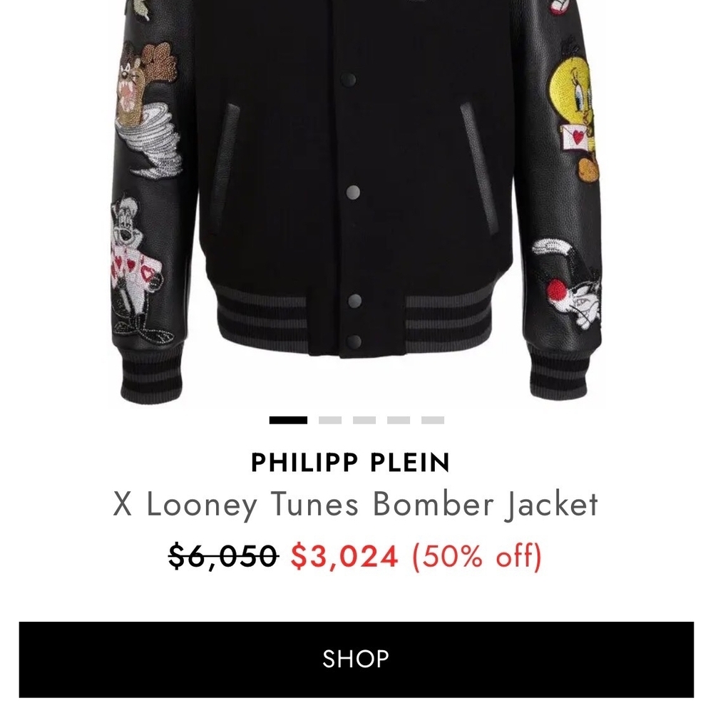 Philipp Plein Black Bomber Jacket with Cartoon Patches - Picture 6 of 6